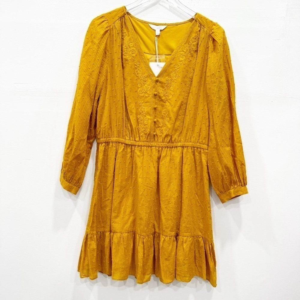 Lauren Conrad Gold Crown Button Front Shirt Dress Large